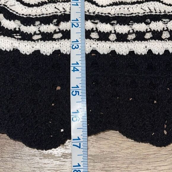 Zara Womens Pullover Open Knit Stripe Long Sleeve Sweater Black White Size Small - Picture 10 of 10
